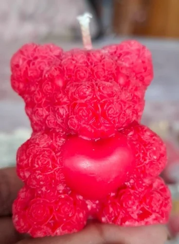 Teddy Bear Beeswax Candle